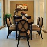欧式餐桌椅组合 新古典样板房别墅餐厅家具 实木餐椅 中西餐桌椅
