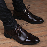 男士韩版商务休闲办公皮鞋日常休闲增高圆头系带时尚春款正装皮鞋