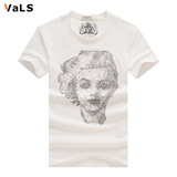 VALS2016夏装新款时尚头像3D印花圆领修身纯棉短袖男士T恤 TD183