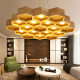 设计师灯艺术创意个性吊灯餐厅客厅简约木艺美式日式蜂巢实木吊灯