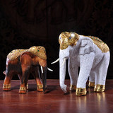 泰国工艺品家居装饰实木亮片雕刻大象摆件东南亚客厅高档摆设用品