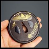 日本铁器 铁错金 刀镡 日本刀装 古董刀档 古董收藏 老兵器