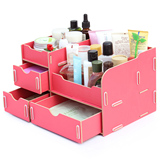 蓝格子 韩版创意DIY桌面木质 化妆品收纳盒收纳架 带抽屉置物架
