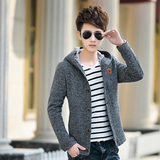 新款青年男装韩版卫衣学生连帽夹克衣衫针织男秋款休闲时尚外套