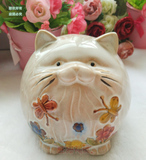 窑变龙猫招财猫摆件 陶瓷手绘可爱萌猫存钱罐储蓄罐 生日儿童礼物