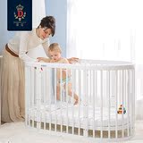 木白色欧式多功能宝宝BB童床双胞胎圆床环保可变书桌好孩子婴儿床