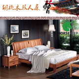现代简约中式卧室实木原木婚床1.5米1.8米双人床储物床气动高箱床