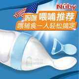美国直邮新款Nuby喂养勺硅胶挤压式米粉米糊勺子宝宝辅食婴儿餐具