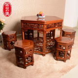 红木家具餐桌 小户型实木餐桌椅 组合功夫泡茶桌麻将棋牌六角方桌