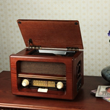 多功能复古收音机老人台式FM仿古木质老式半导体插卡收音机