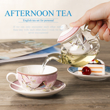 陶瓷玻璃花茶茶具欧式创意咖啡杯碟英式下午红茶杯知更鸟结婚礼品