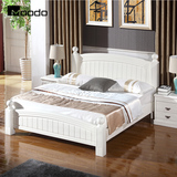 简约现代实木床1.8米橡木床双人床1.5米单人床白色高箱储物床婚床