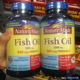 美国代购原装 Nature Made深海鱼油软胶囊欧米伽3降三高200粒*2