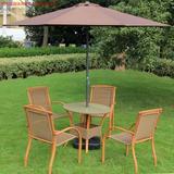 铝合金藤编桌椅组合咖啡厅户外休闲室外花园阳台庭院露天大太阳伞