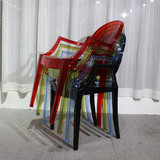 魔鬼 幽灵椅 休闲椅 扶手餐椅透明椅时尚桌椅亚克力办公塑料椅子
