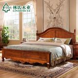 聚林氏木业美式卧室套装1.5松木床组合床头柜成套家具B4133-AZC