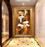 油画玄关花卉装饰画百合马蹄莲竖版现代客厅壁画欧式走廊挂画手绘