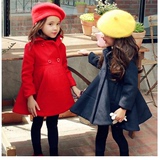 韩国童装女童外套高档呢子中小童中长款风衣外套儿童大衣包邮