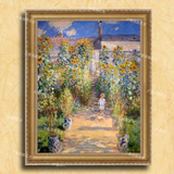 大芬纯手绘莫奈风景花园景油画欧式中式可以玄关别墅会所装饰挂画
