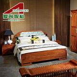 爱尚妮新中式刺猬紫檀实木床1.8米双人床花梨木卧室家具红木大床