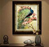 花鸟 美式玄关装饰画 欧式餐厅单幅挂画 有框画样板房吉祥孔雀画