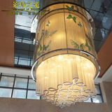 圆形吸顶灯现代简约非标工程水晶灯加厚不锈钢大厅灯梅花管酒店灯