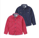 2014新款童装春秋装男童长袖波点衬衫儿童中大童纯棉红色衬衣