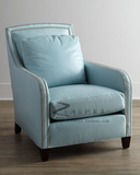 现货 特价美式新古典单人沙发椅 复古休闲椅书房椅 进口PU皮