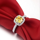 正品仿真钻戒女公主方形钻石戒指女黄钻粉钻大克拉钻戒饰品礼物