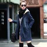 2015春秋装新款韩版女装大码修身显瘦中长款长袖牛仔风衣外套秋季