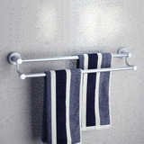 太空铝毛巾杆双杆免打孔凉挂毛巾架浴室挂架铝合金卫浴五金挂件