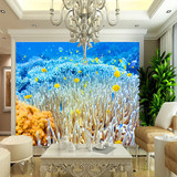 高清3D立体壁画壁纸海底世界海洋鱼儿童房游泳馆电视客厅背景墙纸