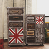 美式乡村仿古英伦风家具斗柜复古做旧英国旗实木橱窗装饰柜子特价