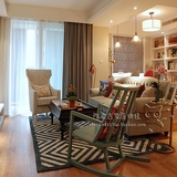 美式混搭条纹地毯客厅卧室茶几床边飘窗简约晴纶地中海地毯定制
