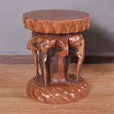 东南亚风格木雕大象换鞋凳泰国创意招财象实木凳泰式原木置物凳子