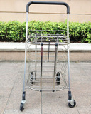 四轮加大号不锈钢可折叠购物车便携式买菜车老人超市手推车小拉车