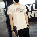 夏季新款男士青年短袖t恤 学生韩版修身圆领套头打底衫简约运动服