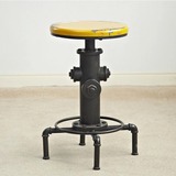 美式复古工业铁艺酒吧椅创意消防栓吧台椅高脚圆桌凳旋转桌椅组合