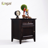 Fengze实木家具床头柜实木简约美式单抽屉带门卧室储物柜AS115P