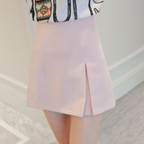 2016夏装新款半身裙 粉色半身短裙 高腰A字裙 黑色开叉包臀裙