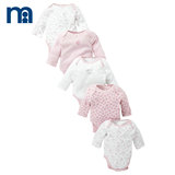 mothercare英国5件装婴儿连体衣春秋纯棉长袖三角哈衣连身衣E8028