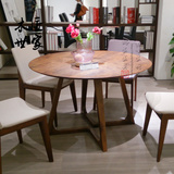 北欧实木餐桌4人圆桌椅组合圆形办公桌简约客厅茶几榆木餐桌定制