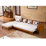 新中式全实木沙发组合三人位现代客厅家具贵妃纯橡木质布艺沙发床