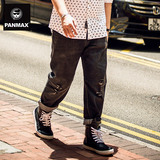 PANMAX潮牌大码男装 秋季新款宽松加肥加大潮流个性破洞牛仔裤