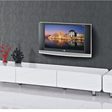 现代简约客厅电视柜白色烤漆圆角免磕碰长方形带抽屉 家具