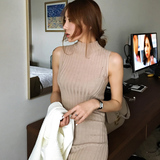 韩国代购 SHES妩媚女人味 优雅螺纹弹力修身针织连衣裙短裙