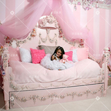 欧式雕花实木沙发床可推拉美式公主床1.5儿童床