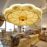 欧式拉丝卧室LED圆形水晶客厅酒店客房亚克力田园美式吸顶灯