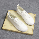 206新款低帮pu皮鞋纯色小白鞋平跟平底低帮单鞋子学院风韩版潮鞋