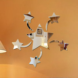 创意星星设计立体镜面墙贴 客厅卧室吊顶星星装饰贴纸